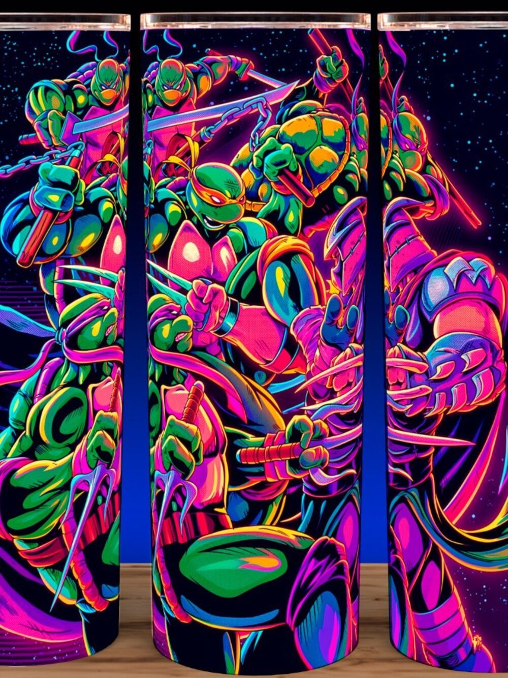 TMNT Ninja Turtles Vs Shredder Synthwave Style Cup Mug Tumbler 20oz